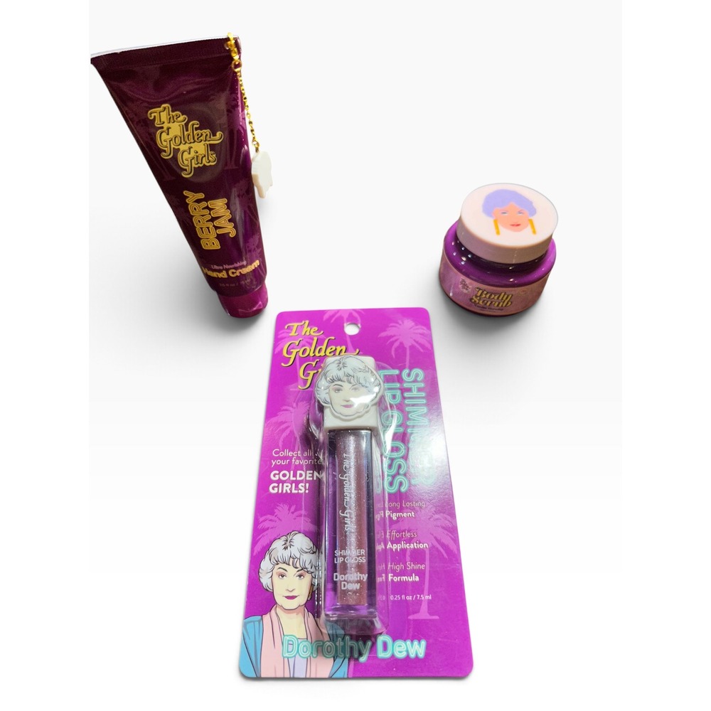 Golden Girls Beauty Set Berry Jam Hand Cream Dorothy Dew Lip Gloss Body Scrub